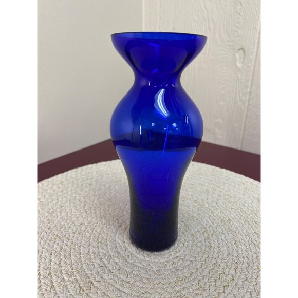 Cobalt Modern Glass Vase Artistic Shape 7” - Picture 2 of 5